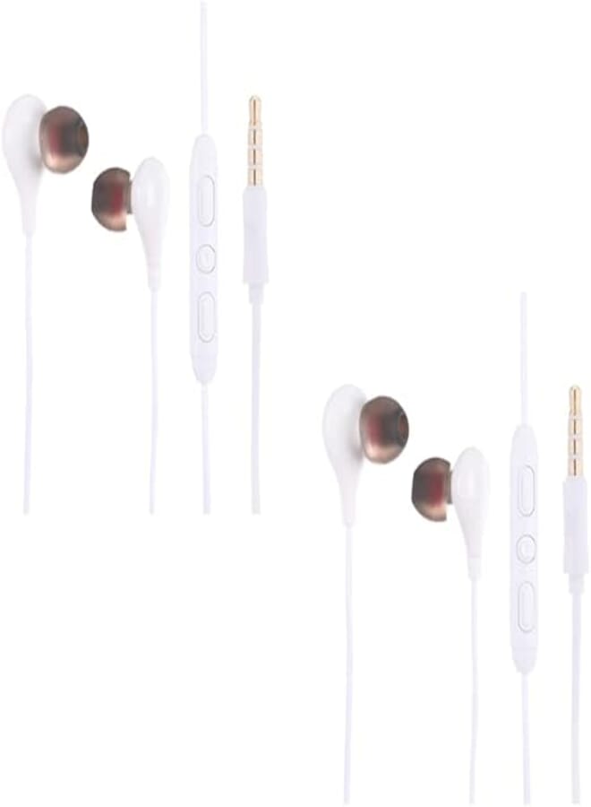 Tingwode D505 Stereo Wired Earphones with Microphone – Set of 2 – White